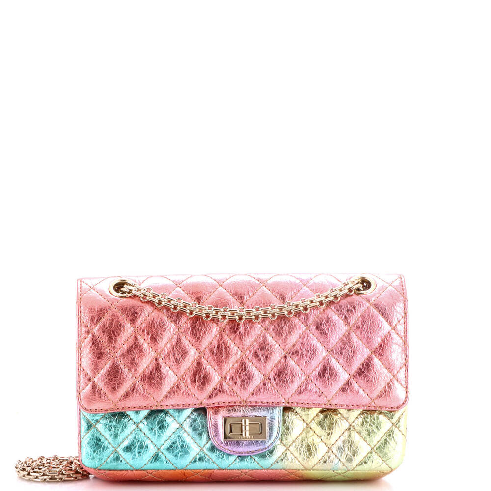 Chanel 225 Rainbow Reissue 2.55 Flap Bag Quilted Multicolor Metallic Goatskin